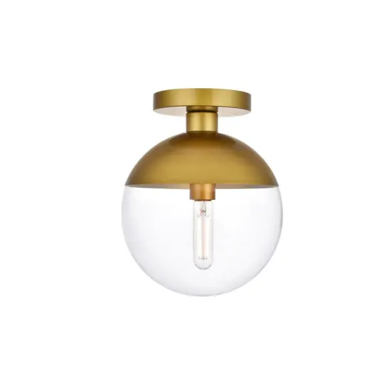 Eclipse 1 Light Brass Flush Mount With Clear Glass {1}