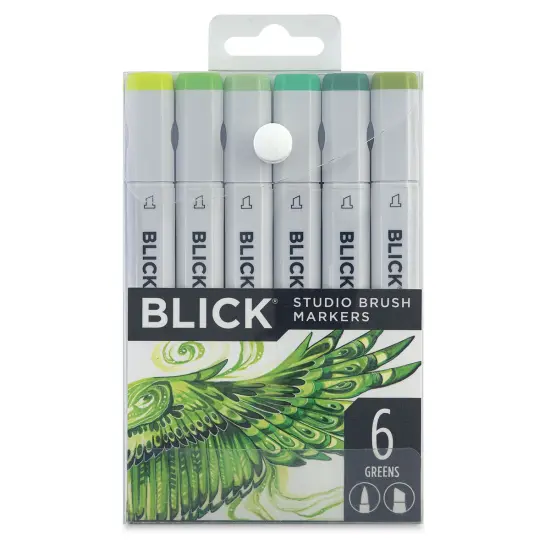 Blick Studio Brush Markers -Green Colors, Set of 6 {1}