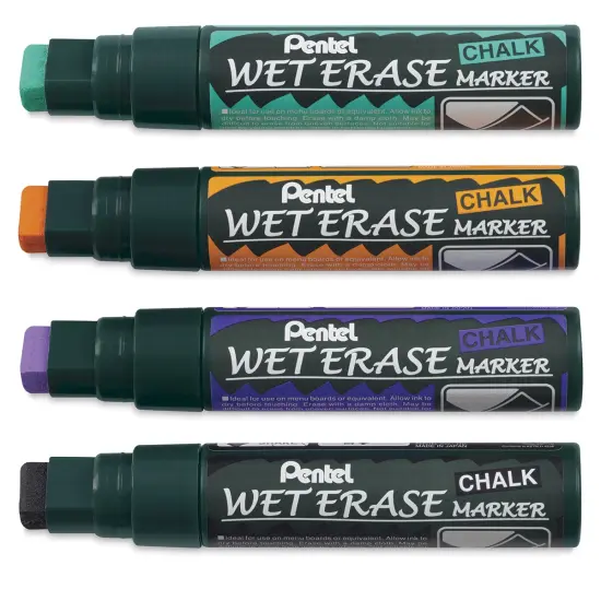 Pentel Wet Erase Chalk Markers - Secondary Colors, Jumbo Point, Set of 4 {2}