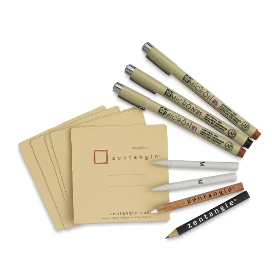 Sakura Zentangle Set - Set of 12, with Tan, Square Tiles {2}