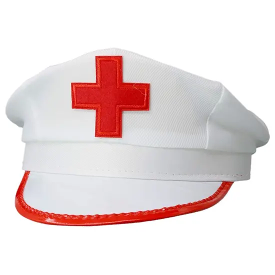 White Nurse Costume Hat - Nurses Red and White Costume Cap - 1 Piece {6}