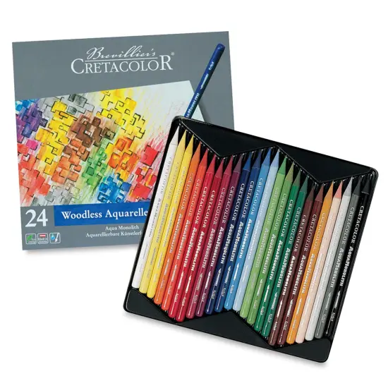 Cretacolor Aqua Monolith Woodless Watercolor Pencil Set - Assorted Colors, Tin Box, Set of 24 {1}