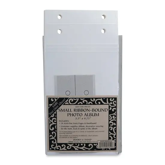 Lineco Just the Pieces Album Kit - 5 1/2" x 9 3/4", Ivory, Ribbon Bound {1}