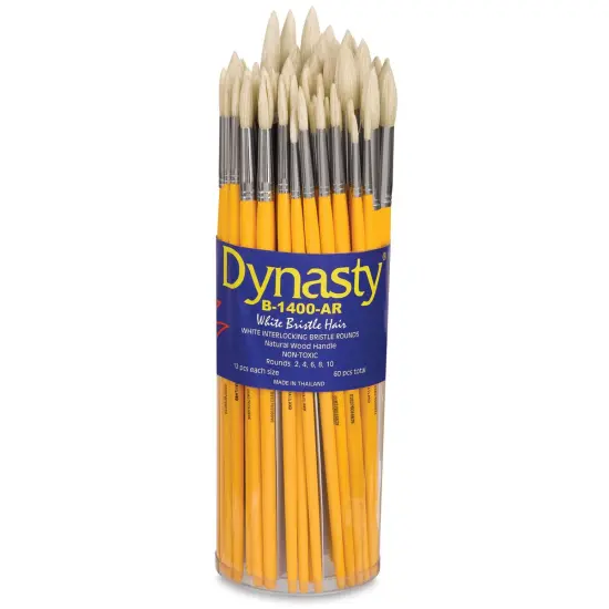Dynasty Natural White Bristle Brush Set - Round, Set of 60 {1}