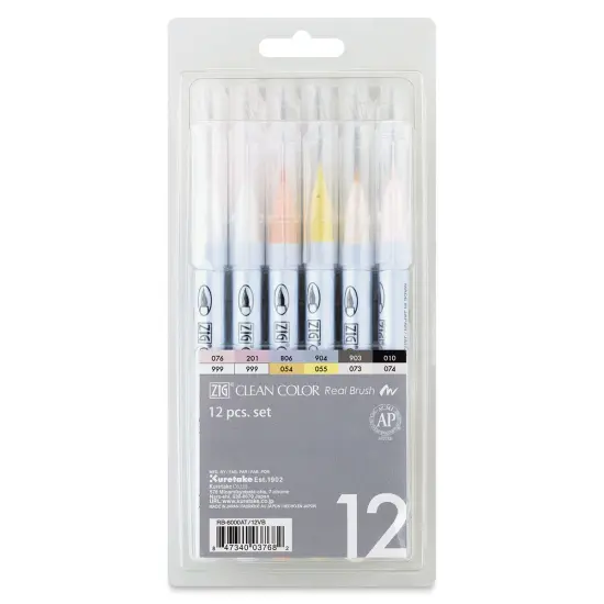 Kuretake Zig Clean Color Real Brush Pens - Gentle Colors, Set of 12 {1}
