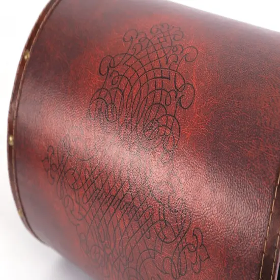 Vintiquewise Faux Leather Antique Design Waste Bin {3}