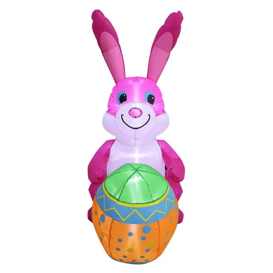 4' Air Blown Inflatable Pink Bunny Holding Easter Egg QM2014E0277-120 {1}