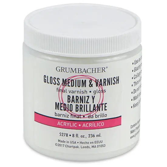 Grumbacher Artists' Acrylic Gloss Medium and Varnish - 8 oz jar {1}