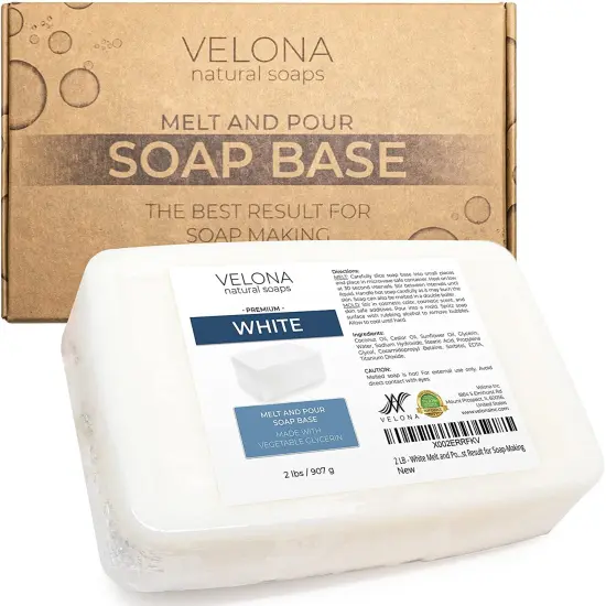 2 LB - White Melt and Pour Soap Base by Velona | SLS/SLES Free | Natural Bars for The Best Result for Soap-Making {1}