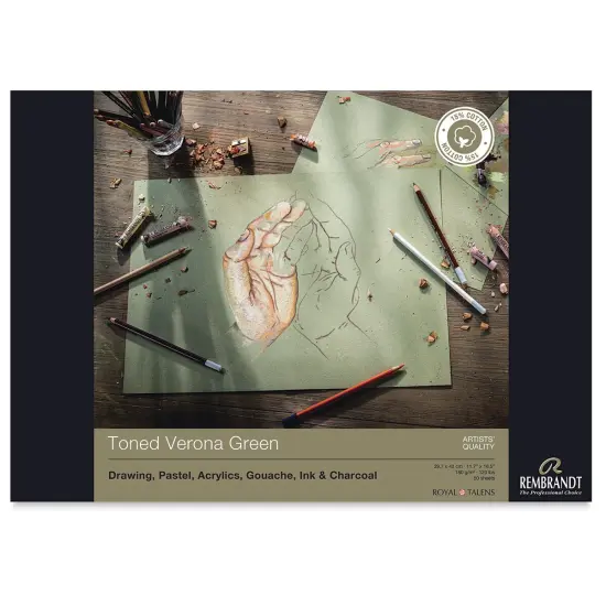 Rembrandt Toned Mixed Media Pad - Verona Green, 16.5" x 11.7" {1}