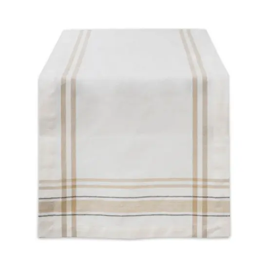 DII White Chambray French Stripe Table Runner {1}
