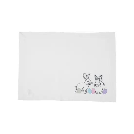 Spring Easter Bunny Rabbit Eggs Embroidered Single Placemat, 13" x 19" {1}
