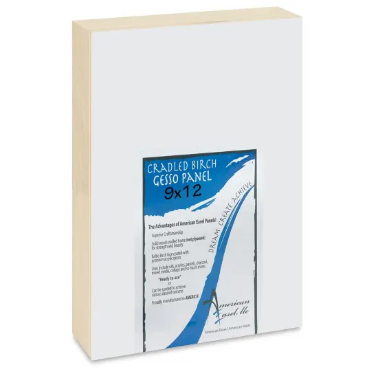 American Easel Gessoed Wood Painting Panel - 9" x 12", 1-5/8" Deep Cradle {1}