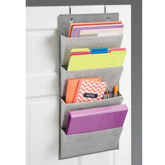 mDesign Fabric Over Door Hanging Office Storage, 4 Pockets {2}