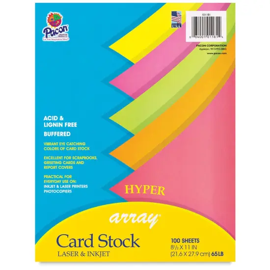 Pacon Card Stock - Hyper Colors, 8-1/2" x 11", Pkg of 100 {2}