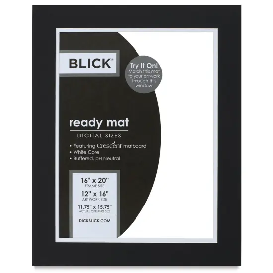 Blick Double Mat - Smooth Black/Smooth White, 16" x 20" (12" x 16" opening) {1}