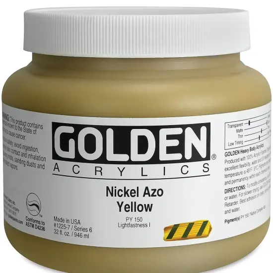 Golden Heavy Body Artist Acrylics - Nickel Azo Yellow, 32 oz Jar {2}