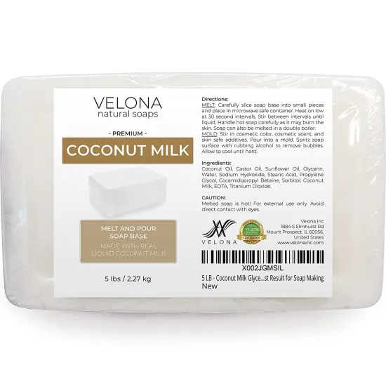 5 LB - Coconut Milk Glycerin Soap Base by Velona | SLS/SLES Free | Melt and Pour | Natural Bar for The Best Result for Soap Making&hellip; {2}