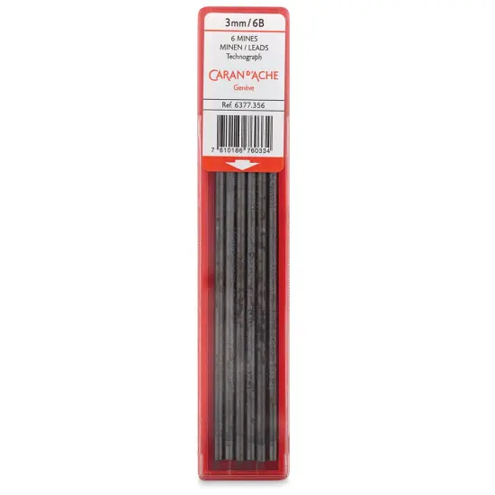 Caran d'Ache Technograph Leads - 3 mm, 6B, Pkg of 6 Leads {1}