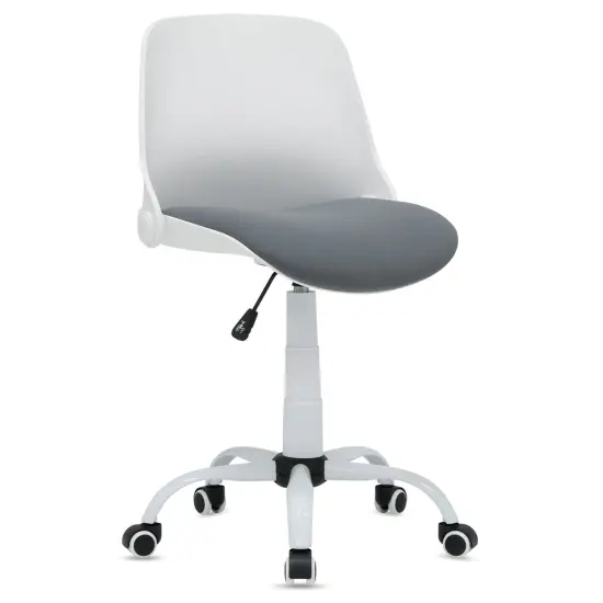 Studio Designs Folding Back Modern Swivel Office Task Chair - White/Gray, 22"W x 22"D x 37-1/2"H {1}