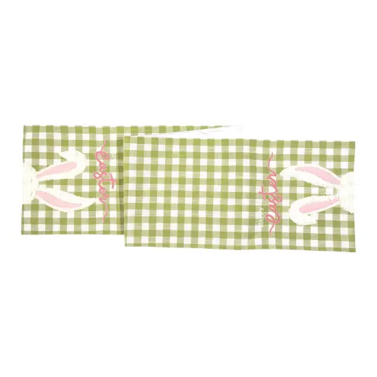 Easter Bunny Rabbit Ears Embroidered Spring Table Runner 13" x 72" {1}