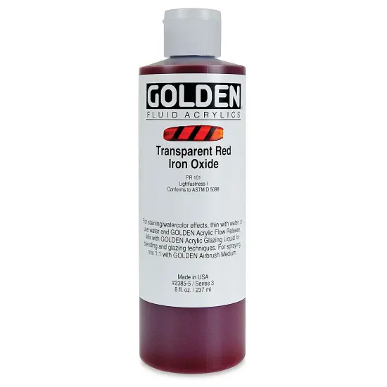 Golden Fluid Acrylics - Transparent Red Iron Oxide, 8 oz bottle {2}