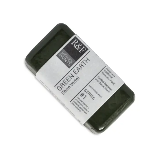 R&F Encaustic Paint Block - Green Earth, 40 ml block {1}