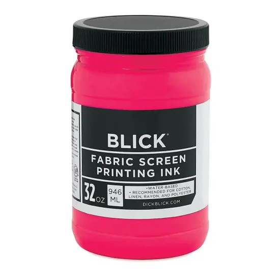 Blick Water-Base Acrylic Textile Screen Printing Ink - Fluorescent Magenta, Quart {1}