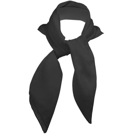 Chiffon Head Neck Scarf - Black Classic Retro Sheer Square Head Scarves Handkerchiefs Handbag Ties for Women and Girls {1}