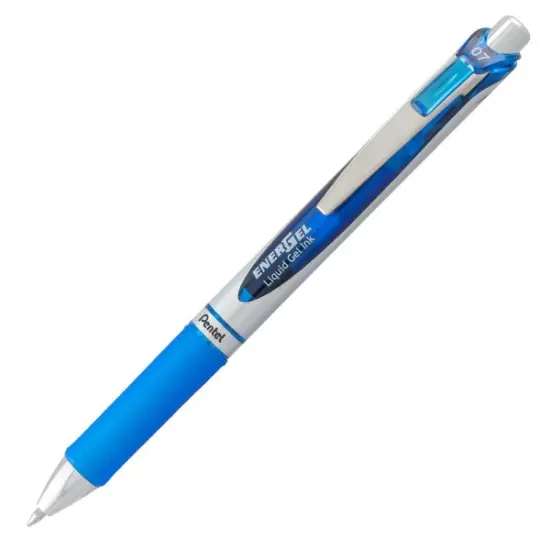 EnerGel RTX Retractable Liquid Gel Pen, (0.7mm) Metal Tip, Medium Line,0.7mm, Blue Ink, 12-Pk Hanging Window Box {2}