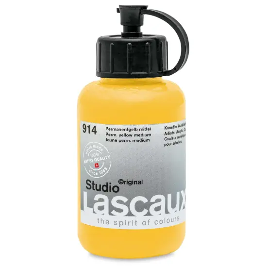 Lascaux Studio Acrylics - Permanent Yellow Medium, 85 ml bottle {1}