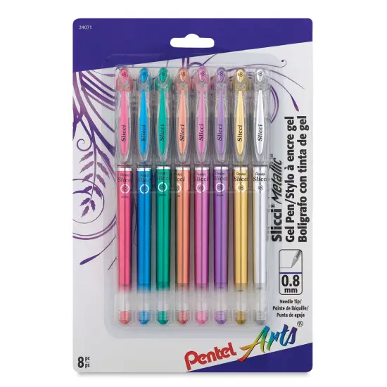 Pentel Slicci Pens - Metallic Colors, Set of 8, 0.8 mm {1}
