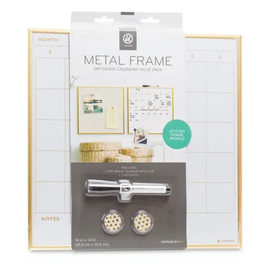 U Brands Gold Frame Dry Erase Board - Calendar {1}