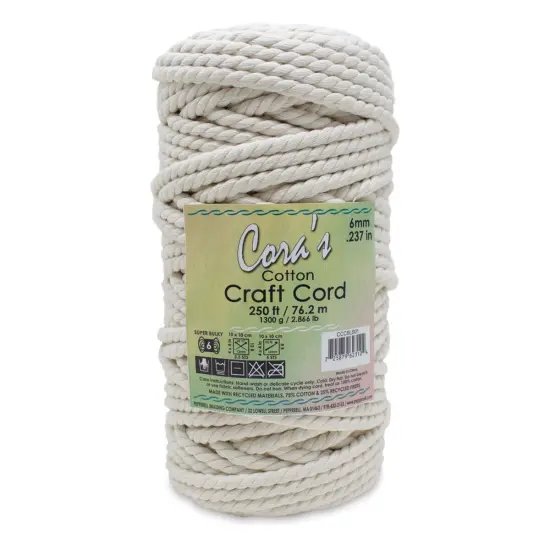 Pepperell Cotton Craft Cord - Natural, 6 mm, 250 ft {1}