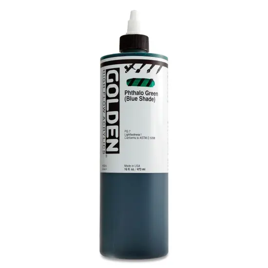 Golden High Flow Acrylics - Phthalo Green (Blue Shade), 16 oz bottle {1}