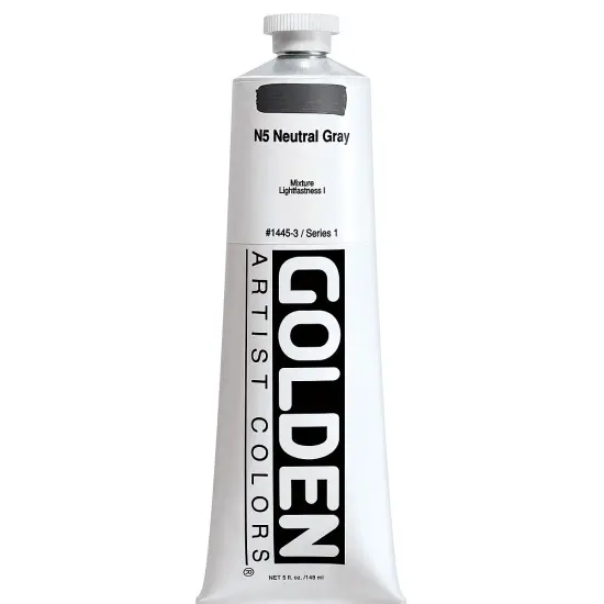Golden Heavy Body Artist Acrylics - Neutral Gray N5, 5 oz Tube {2}