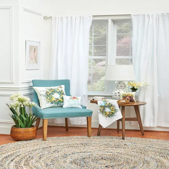 Butterfly Wreath Design Spring Theme Printed Flour Sack Kitchen Dishtowel {3}