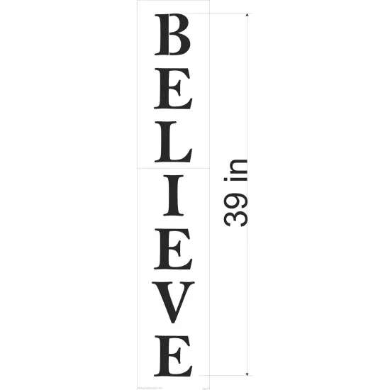 39-Inch Believe Tall Wall Stencil | 3807 by Designer Stencils | Word & Phrase Stencils | Reusable Art Craft Stencils for Painting on Walls, Canvas, Wood | Reusable Plastic Paint Stencil for Home Makeover | Easy to Use & Clean Art Stencil {2}