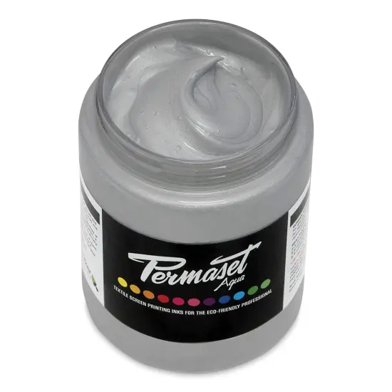 Permaset Aqua Fabric Ink - Bright Silver, 300 ml {1}