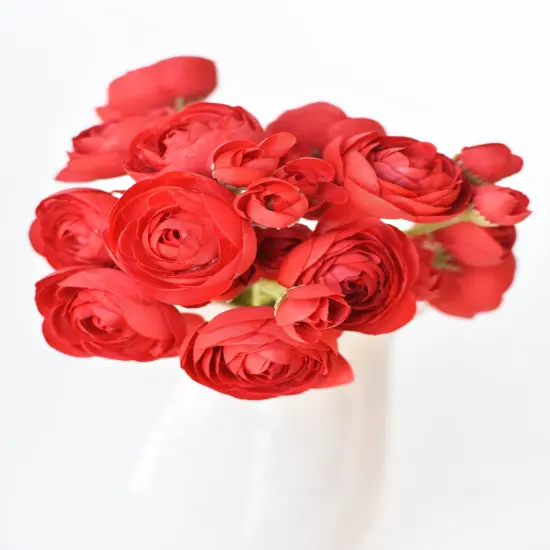 10.5" Faux Red Ranunculus Stem Bundle {5}