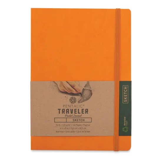 Pentalic Recycled Traveler's Sketchbook - 8-1/4" x 5-7/8", Orange {1}