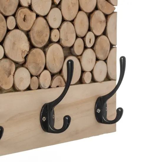 Natural Wood Hook Rack with Five Hooks for Entryway, Office, Bedroom, and Playroom {5}