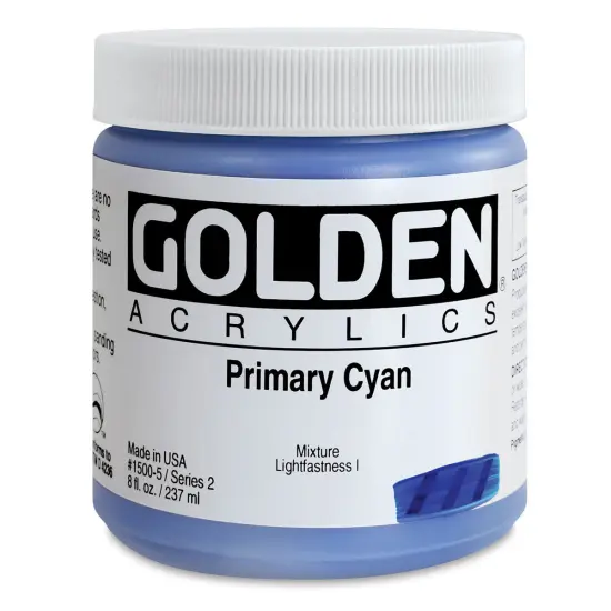Golden Heavy Body Artist Acrylics - Primary Cyan, 8 oz Jar {1}