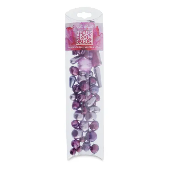 John Bead Czech Glass Bead Mix - Purple Velvet Pearls, 100g {1}