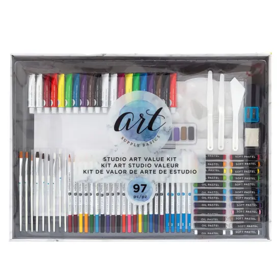 American Crafts 354845 Art Supply Basics Studio Kit - Pack of 97 {4}