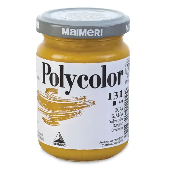 Maimeri Polycolor Vinyl Paints - Yellow Ochre, 140 ml Jar {1}