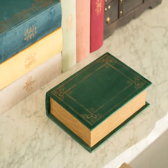 Decorative Vintage Book Shaped Trinket Storage Box Green {6}