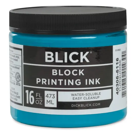 Blick Water-Soluble Block Printing Ink - Turquoise, 16 oz Jar {1}