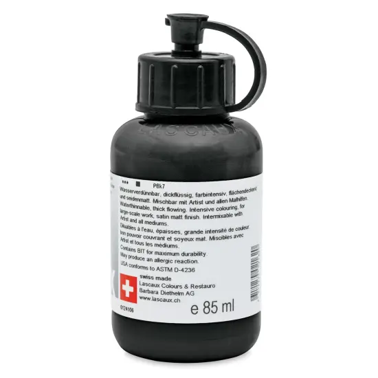 Lascaux Studio Acrylics - Carbon Black, 85 ml bottle {1}