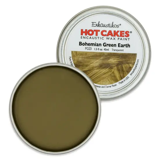 Enkaustikos Hot Cakes Encaustic Paint - Bohemian Green Earth, 45 ml tin {1}